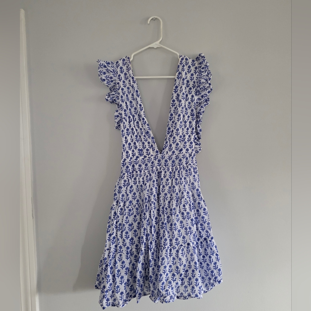 Oliphant Blue and White Backless Dress